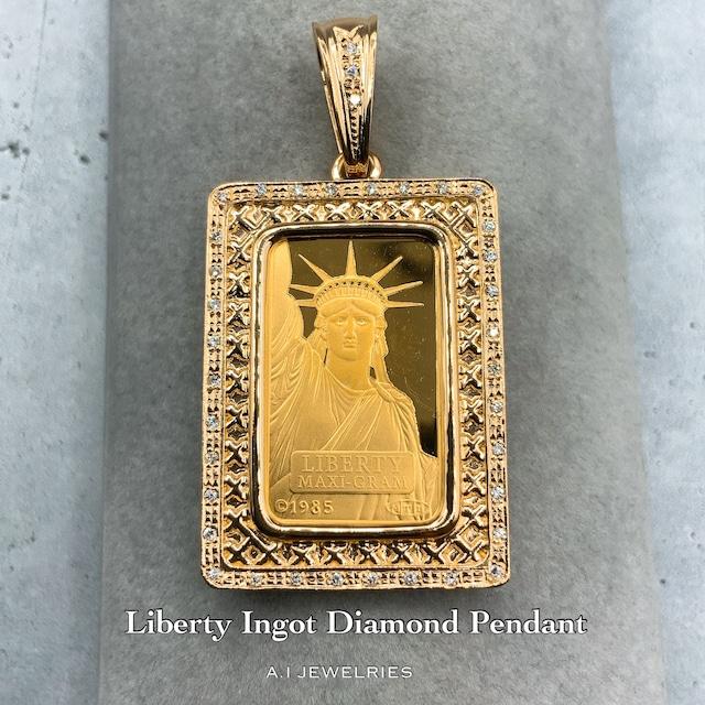 K18 K24 5g Liberty Ingot Diamond pendant 純金 リバティ 自由の女神 インゴット ダイヤモンド