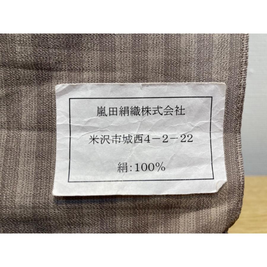 夏着尺　御召　男物　夏物 単衣　米沢　嵐田絹織　御召 反物  正絹　縞　新品 未仕立　着尺の画像