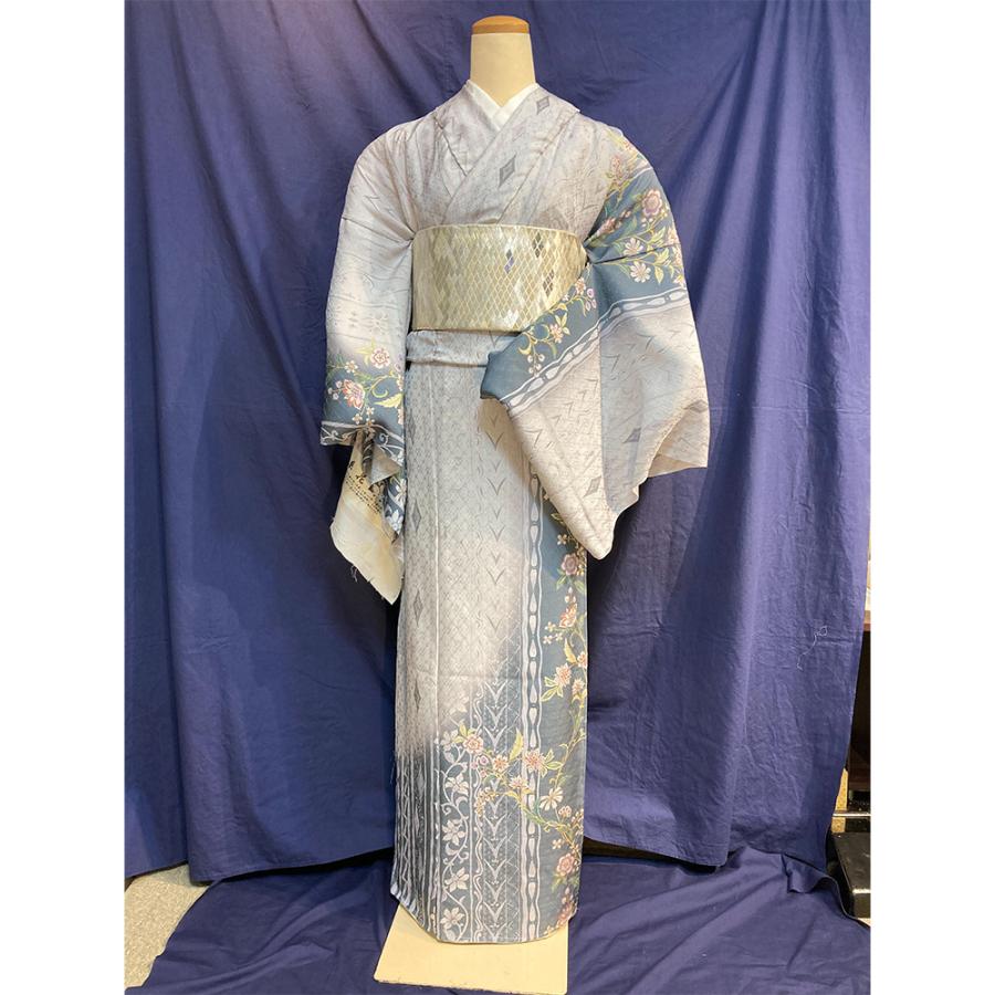 訪問着 玉糸花織 袷 単衣 訪問着 仮絵羽 正絹 玉糸 花織紬 新品 未仕立 