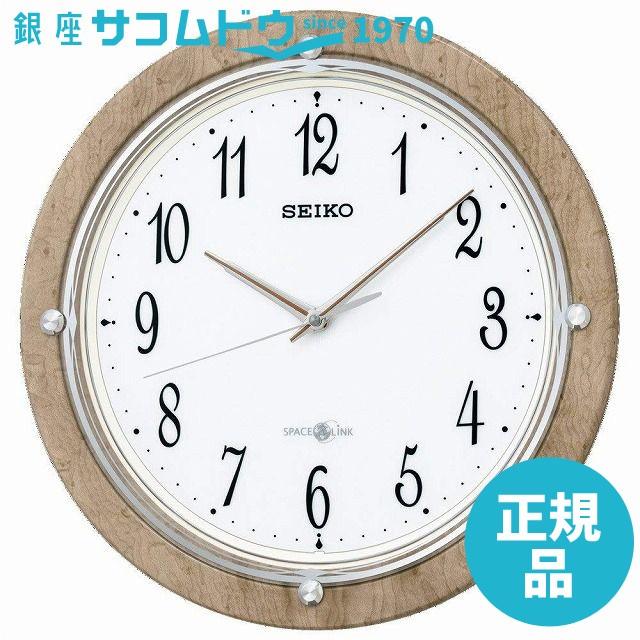 SEIKO CLOCK セイコー クロック 掛け時計 衛星電波 アナログ SPACE LINK(スペースリンク) 薄茶木目模様 GP212A｜ginza-sacomdo