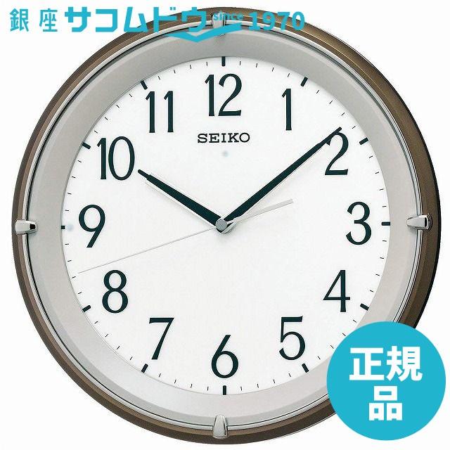 SEIKO CLOCK セイコー クロック 掛け時計 自動点灯 電波 アナログ 夜でも見える 木枠 茶メタリック KX203B｜ginza-sacomdo