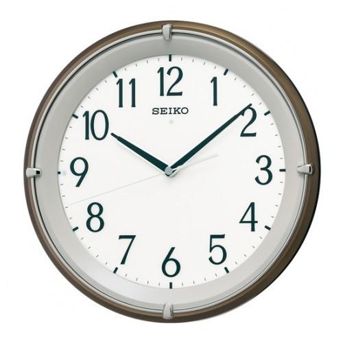 SEIKO CLOCK セイコー クロック 掛け時計 自動点灯 電波 アナログ 夜でも見える 木枠 茶メタリック KX203B｜ginza-sacomdo｜02
