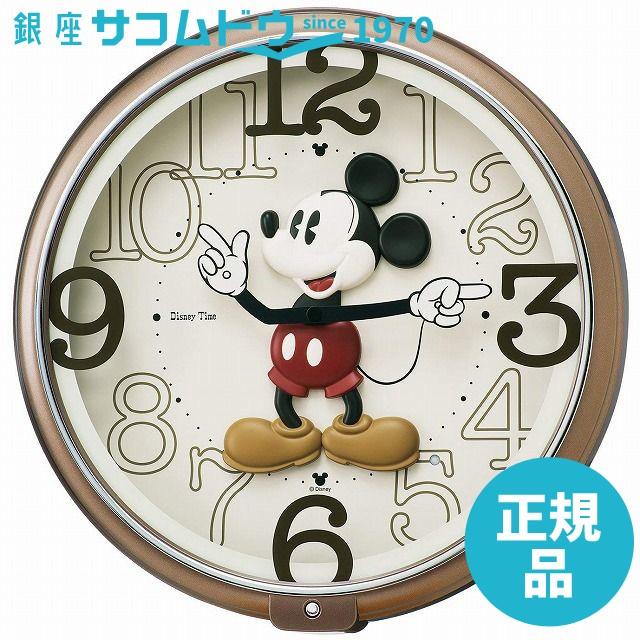 SEIKO CLOCK セイコー クロック 時計 ディズニー ミッキーマウス ディズニータイム クオーツ掛時計(茶メタリック塗装) FW576B｜ginza-sacomdo