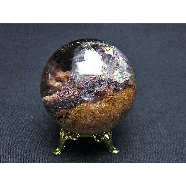 虹入り ガーデンクォーツ（庭園水晶） 丸玉 41mm t100-4482 : 銀座東道