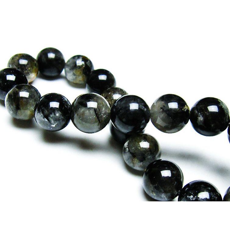 ブラックエレスチャルクォーツ 骸骨水晶 ブレスレット 10mm t124-5089