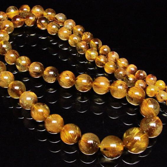 ゴールドタイチンルチル ネックレス 13mm t162-398