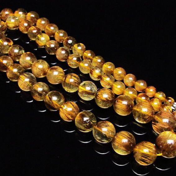 ゴールドタイチンルチル ネックレス 6mm t162-418