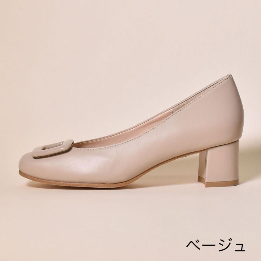 銀座ワシントン パンプス バックル チャンキーヒール 4.5cmヒール 本革