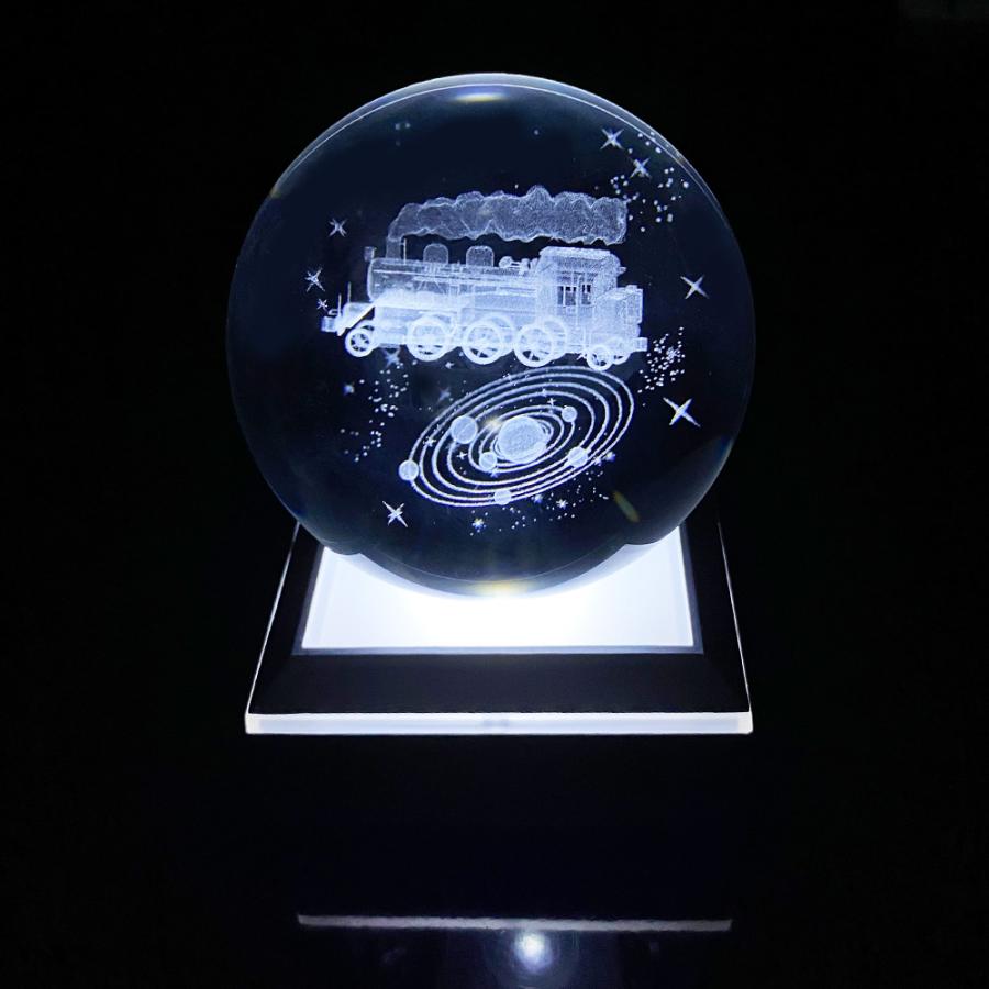 クリスタルボールランプ 70mm 水晶玉 LEDライト ガラス 置物 宇宙 星