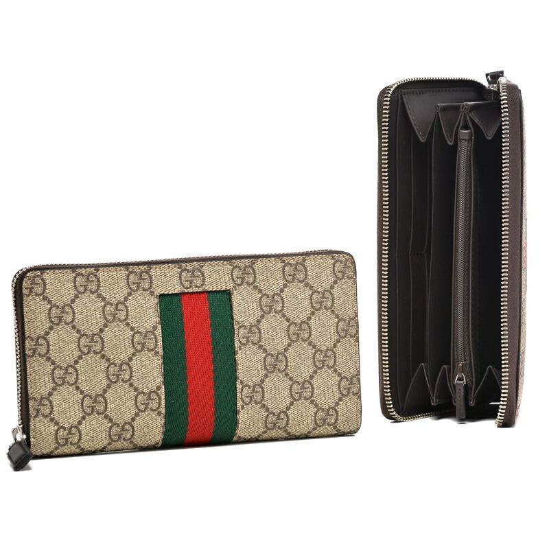 グッチ GUCCI ラウンドファスナー メンズ ニューウェブ 408831-KHN4N ベージュ×グリーンウェブ :3219600744