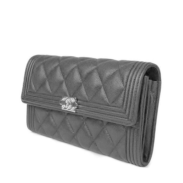 未使用品　 シャネル　CHANEL　ボーイシャネル キャビアスキン フラップロングウォレット ゴールド金具　A80286 |  | 02