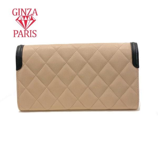 未使用品　シャネル　CHANEL  CCフルグリー　キャビアスキン　フラップウォレット　ベージュ×ブラック　A84448 | CHANEL | 02