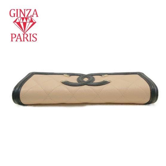 未使用品　シャネル　CHANEL  CCフルグリー　キャビアスキン　フラップウォレット　ベージュ×ブラック　A84448 | CHANEL | 03