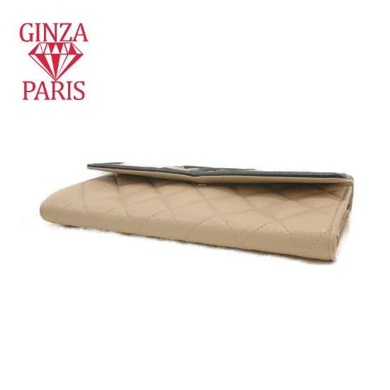 未使用品　シャネル　CHANEL  CCフルグリー　キャビアスキン　フラップウォレット　ベージュ×ブラック　A84448 | CHANEL | 05