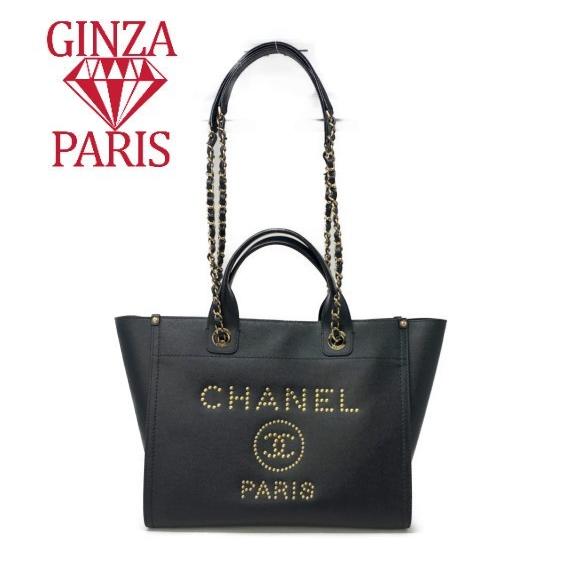 極美品　シャネル  CHANEL  ドーヴィル  ２WAY  スタッズロゴ  ショルダー　トートバッグ　ブラック　ゴールド金具　A57069 | CHANEL | 01