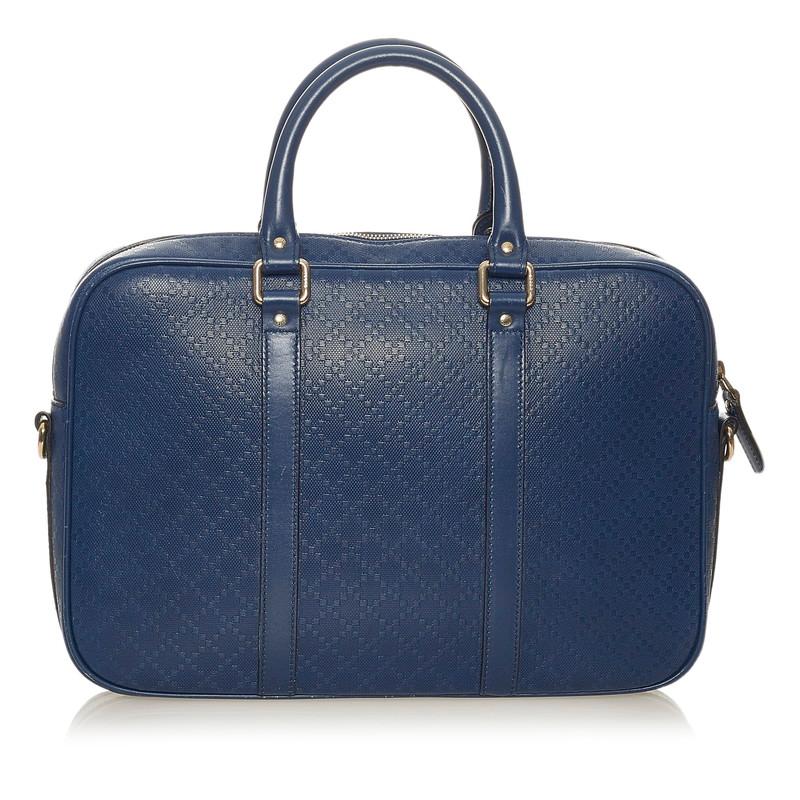 グッチ　ビジネスバック GUCCI ディアマンテ ブリーフケース GUCCI グッチ ディアマンテ 344357 ブルー レザー ブリーフ