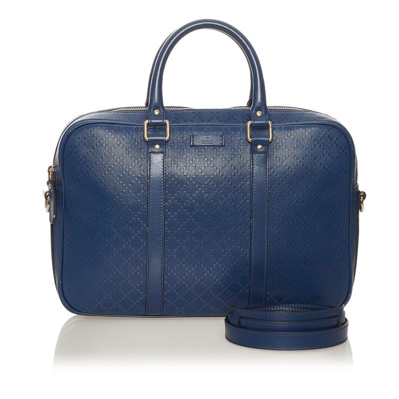 GUCCI グッチ ディアマンテ 344357 ブルー レザー ブリーフ GUCCI グッチ ディアマンテ 344357 ブルー レザー ブリーフ