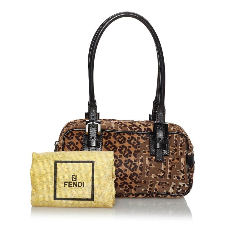 FENDI（フェンディ） ズッカ 8BN004 ブラウン ハラコ レザー