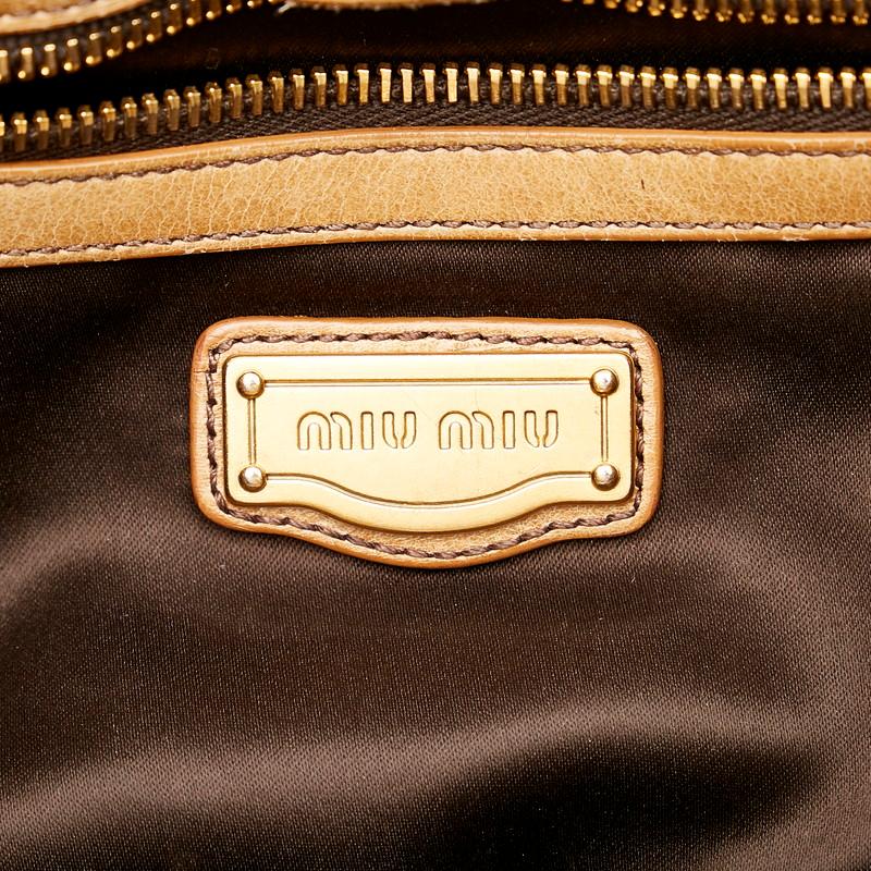 miu miu（ミュウミュウ） ベージュ レザー ハンドバッグ ショルダー