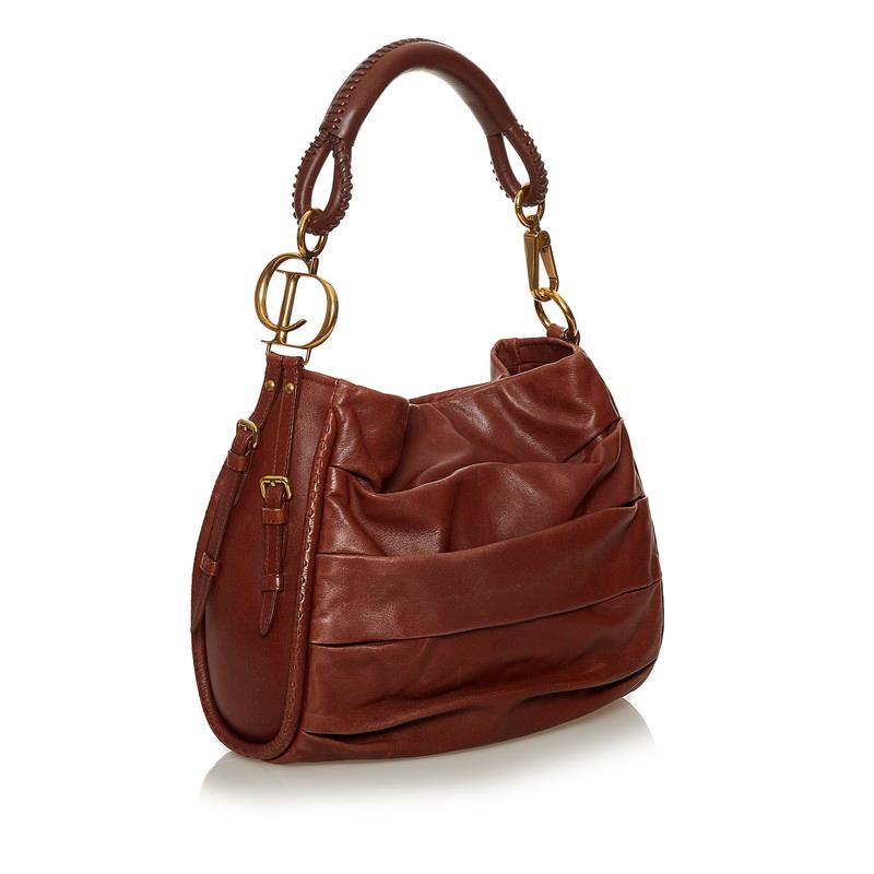 ディオール ブラウン レザー ショルダーバッグ レディース Dior