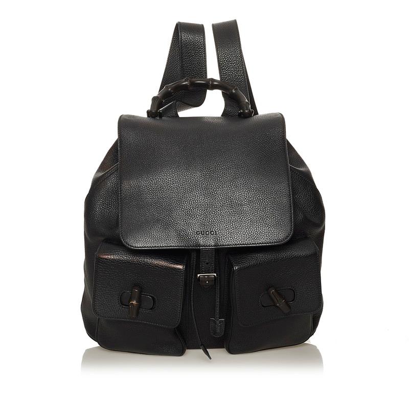 GUCCI グッチ バンブー 387097 ブラック レザー リュック バックパック 