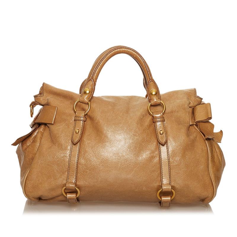 miu miu ベージュ レザー 2wayハンドバッグ MIU MIU - 本物 ミュウミュウ MIU MIU 2WAY ショルダーバッグ