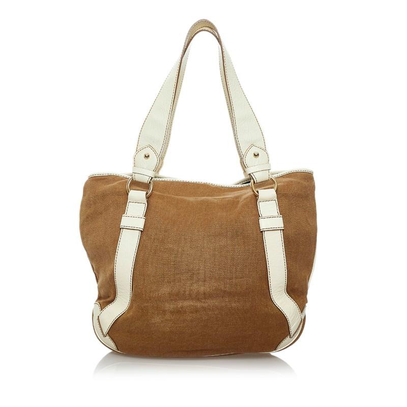 セリーヌ ブギーバッグ ブラウン ホワイト キャンバス レザー