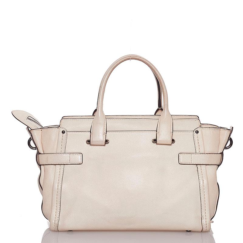 COACH（コーチ） ホワイト レザー ハンドバッグ ショルダーバッグ 2WAY