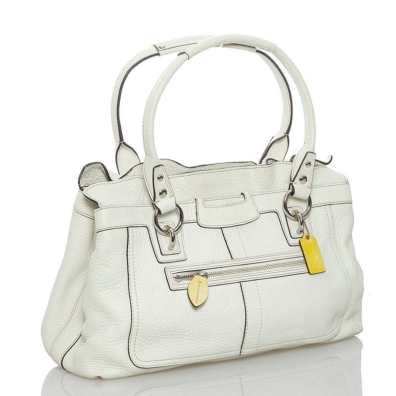 COACH ホワイト レザー ハンドバッグ COACH コーチ 13160 ホワイト レザー ハンドバッグ レディース