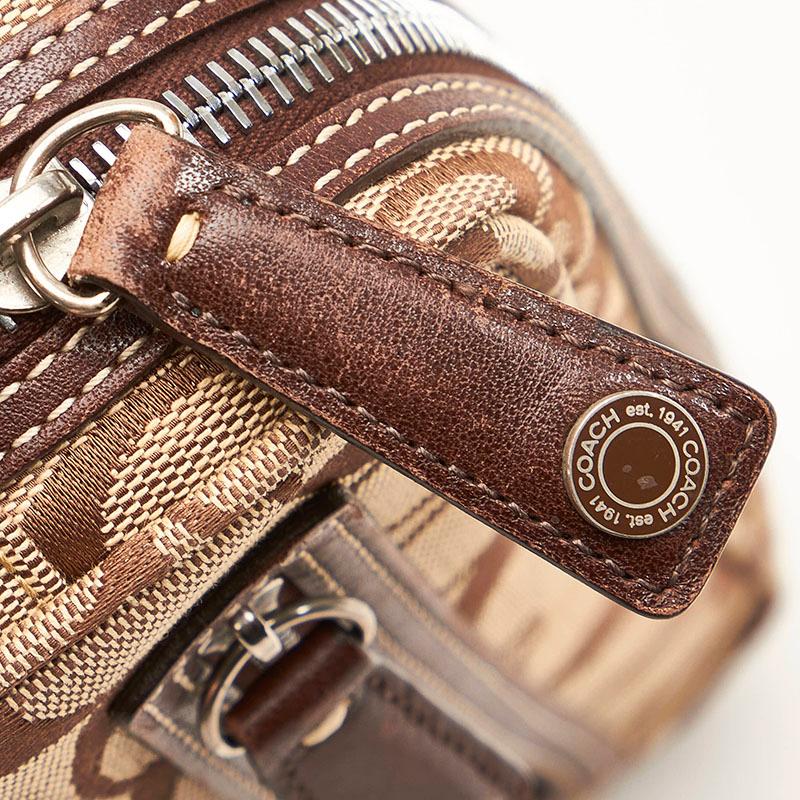 COACH(コーチ) ショルダーバッグ シグネチャー柄 6073 ベージュ×ダークブラウン ミニバッグ/斜めがけ レザー COACH（コーチ） シグネチャー 6073 ベージュ ブラウン キャンバス