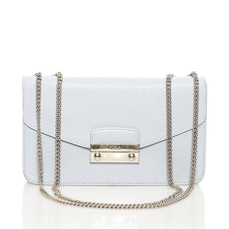 FURLA（フルラ） チェーン ショルダーバッグ ライトブルー レザー