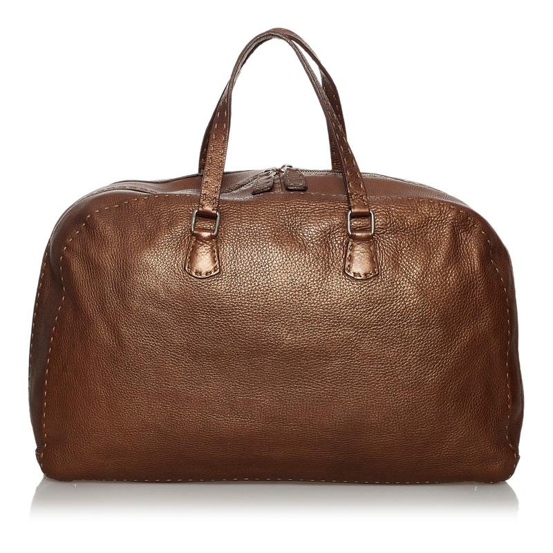 FENDI フェンディ セレリア 8BN015 ブラウン レザー ハンドバッグ 