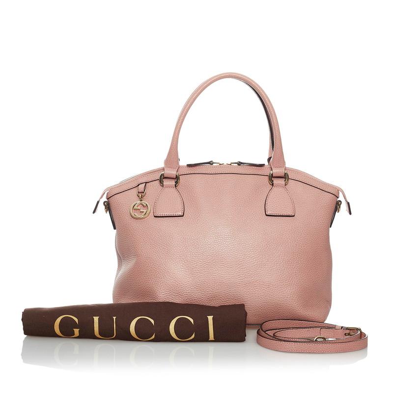 GUCCI（グッチ） ダブルG 449651 ライトピンク レザー ハンドバッグ 