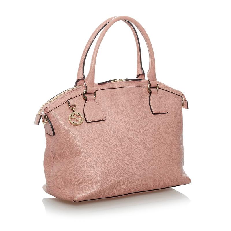 GUCCI（グッチ） ダブルG 449651 ライトピンク レザー ハンドバッグ 