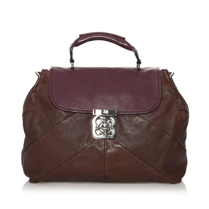 Chloe（クロエ） エルシー ブラウン ボルドー レザー ハンドバッグ 