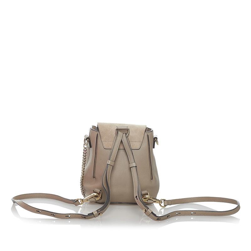 Chloe クロエ フェイ グレーベージュ レザー スエード リュック Chloe クロエ フェイ グレーベージュ レザー スエード リュック