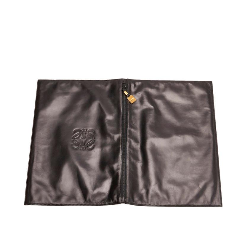 LOEWE（ロエベ） アナグラム ブラック レザー クラッチバッグ メンズ