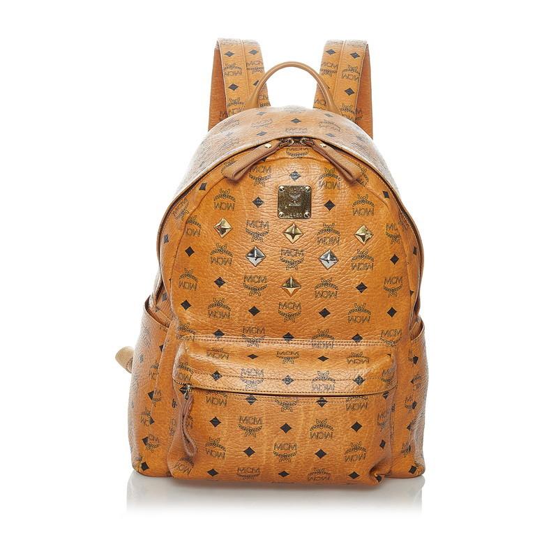 エム シー Mcm メンズファッション エム バッグ ヴィセトス スタッズ キャメル Pvc レザー リュック レディース Mcm ショッピング