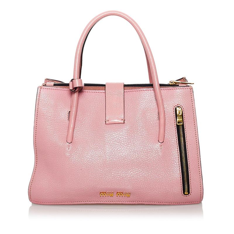 miu miu（ミュウミュウ） ピンク レザー ハンドバッグ ショルダー