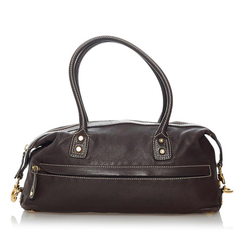 CELINE（セリーヌ） ステッチ CE00/35 ブラウン ゴールド レザー 