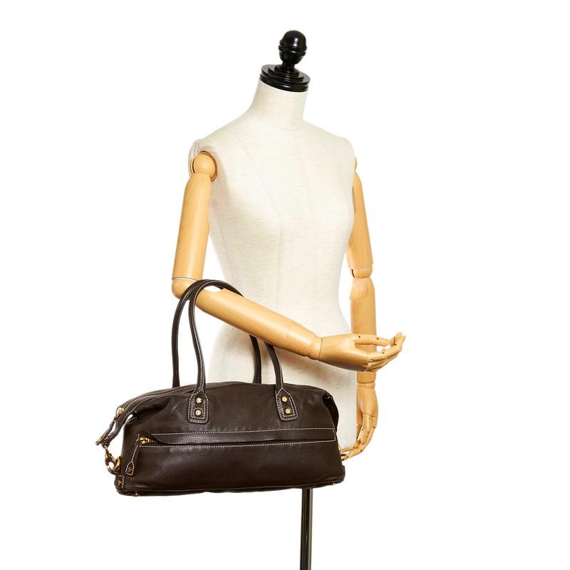 CELINE（セリーヌ） ステッチ CE00/35 ブラウン ゴールド レザー 