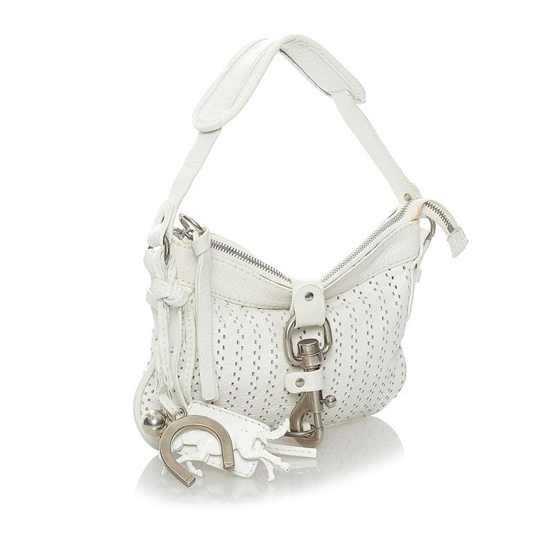 Chloe クロエ パンチング ショルダーバッグ ホワイト レザー 