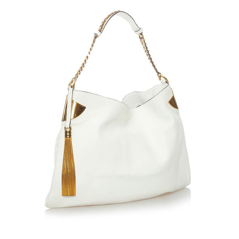 GUCCI グッチ チェーンショルダー カーフ 白 レディース ショルダーバッグ GUCCI（グッチ） タッセル チェーン ショルダーバッグ 290682 ホワイト