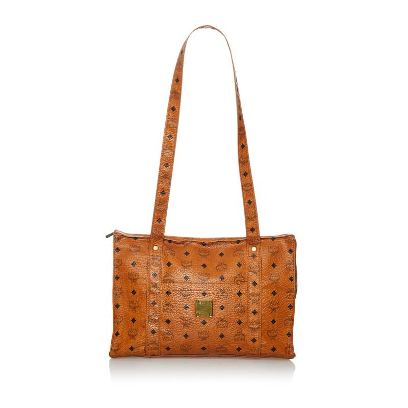 本物 エムシーエム MCM ヴィセトス ショルダーバッグ トートバッグ PVC ブラウン Visetos バッグ 中古 MCM（エムシーエム） エム シー エム ヴィセトス ショルダーバッグ
