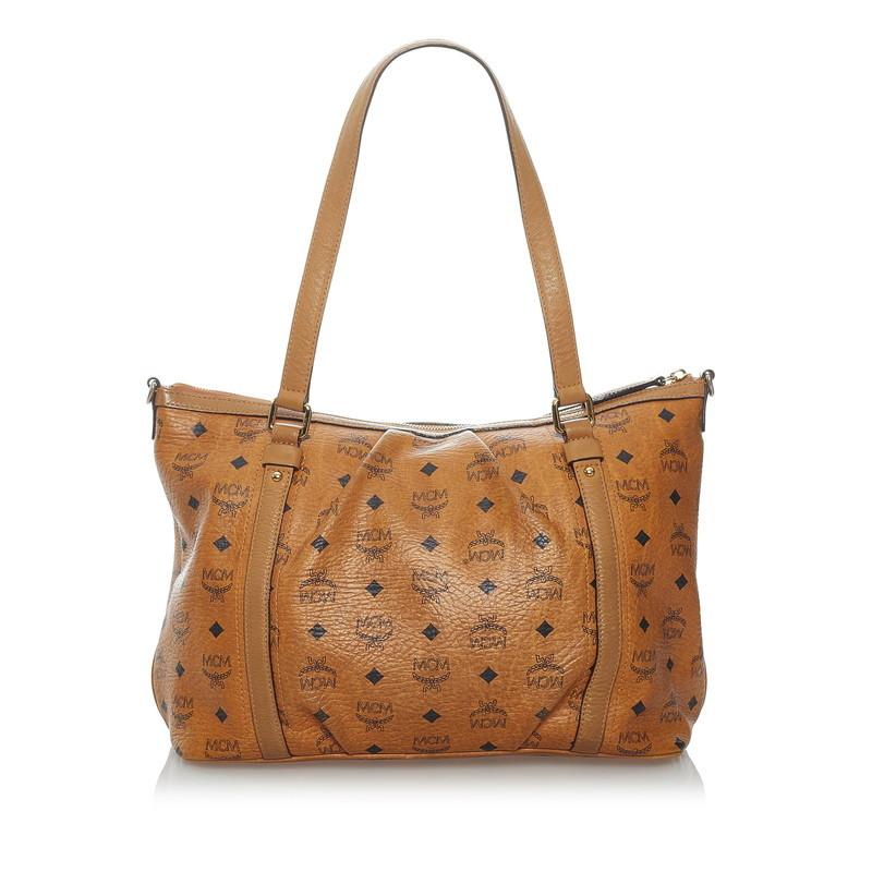 MCM ブラウンレザートートバッグ MCM（エムシーエム） エム シー エム ヴィセトス ハンドバッグ