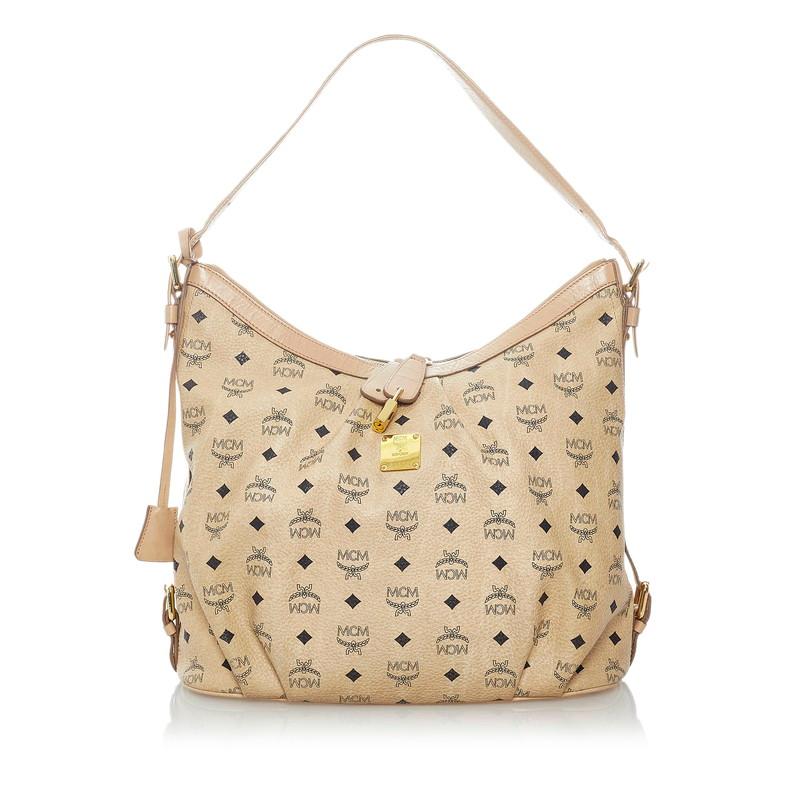 MCM エム シー ヴィセトス ワンショルダーバッグ ベージュ PVC レザー  