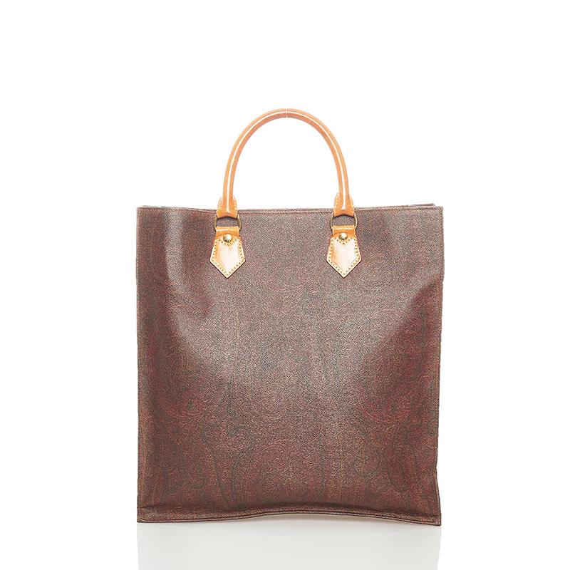 美品　エトロ　トートバッグ　ペイズリー　ペガサス　pvc レザー ETRO（エトロ） ペイズリー トートバッグ ブラウン PVC レザー
