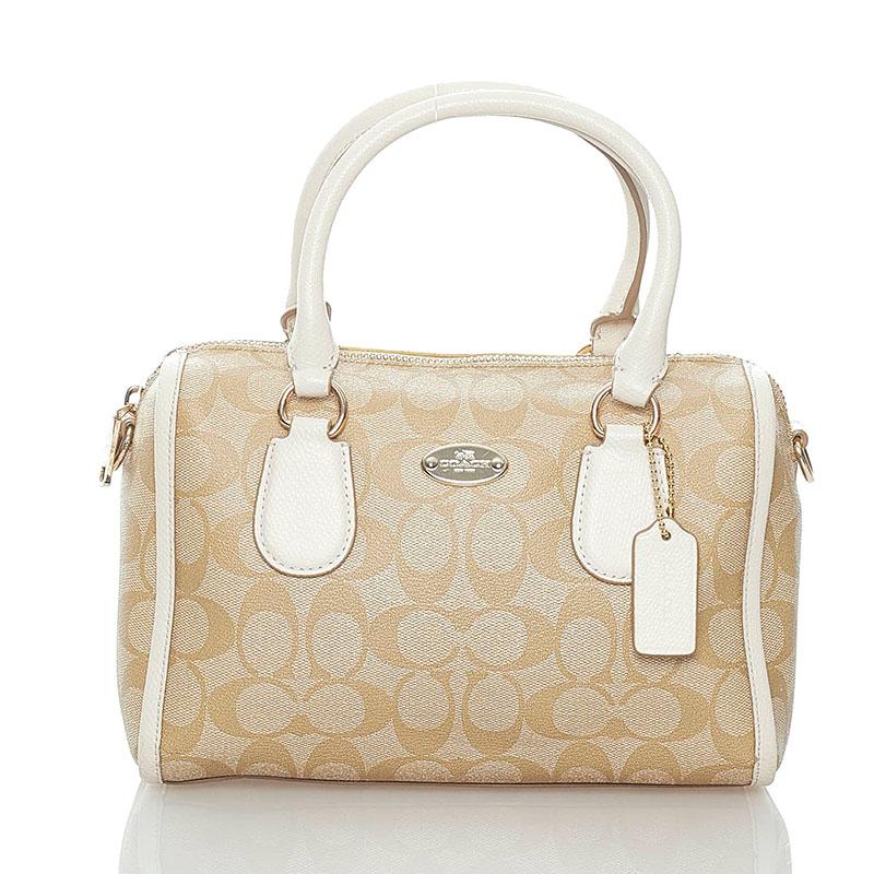 極美品 コーチ シグネチャー ショルダーバッグ 上品 PVC レザー ベージュ ネット限定】COACH コーチ シグネチャー 2WAYショルダーバッグ