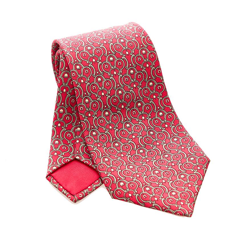エルメス ネクタイ ピンク グレー シルク メンズ HERMES 【中古】 :1