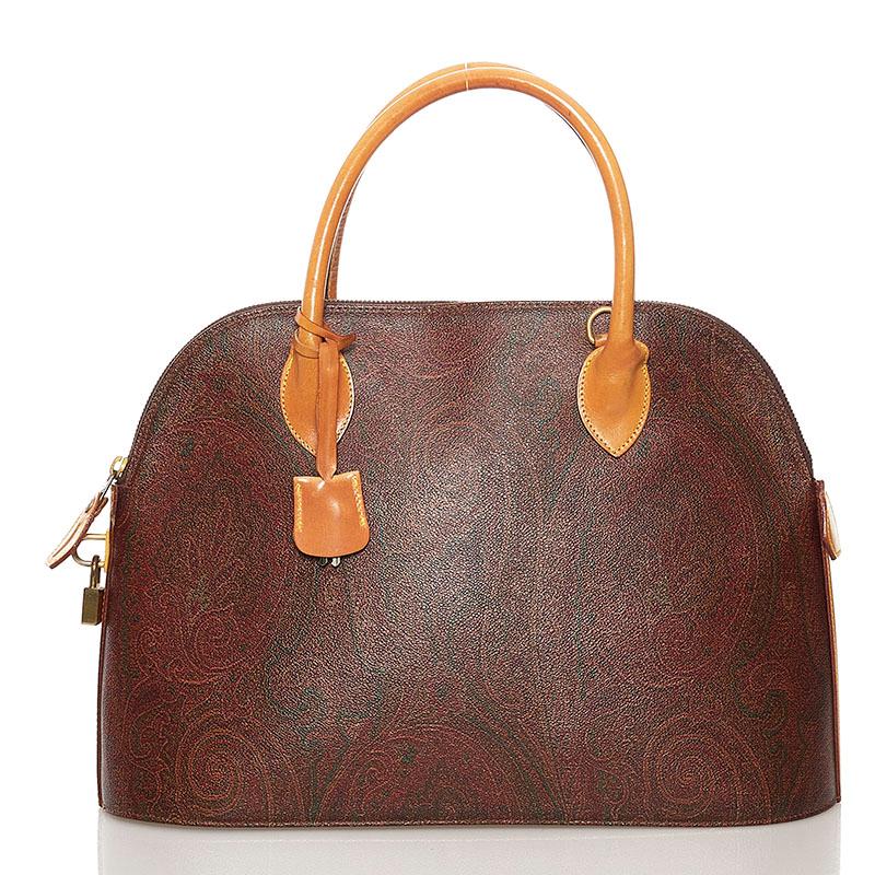 ETRO エトロ ペイズリー柄 PVC×レザー ハンドバッグ 2way ブラウン ETRO（エトロ） ペイズリー ハンドバッグ ショルダーバッグ 2WAY